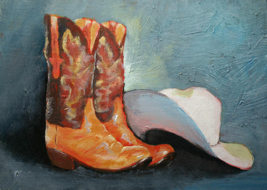 900x639 Cowboy Boots And Hat Painting By Carol Jo Smidt - Painting Boots