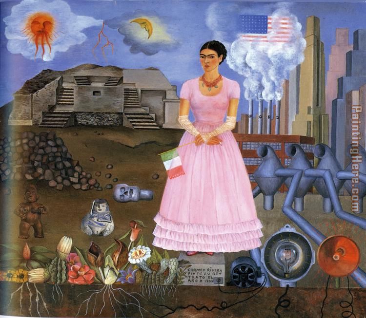 750x653 Frida Kahlo Fridakahlo Self Portrait On The Border Line Between - Painting Border