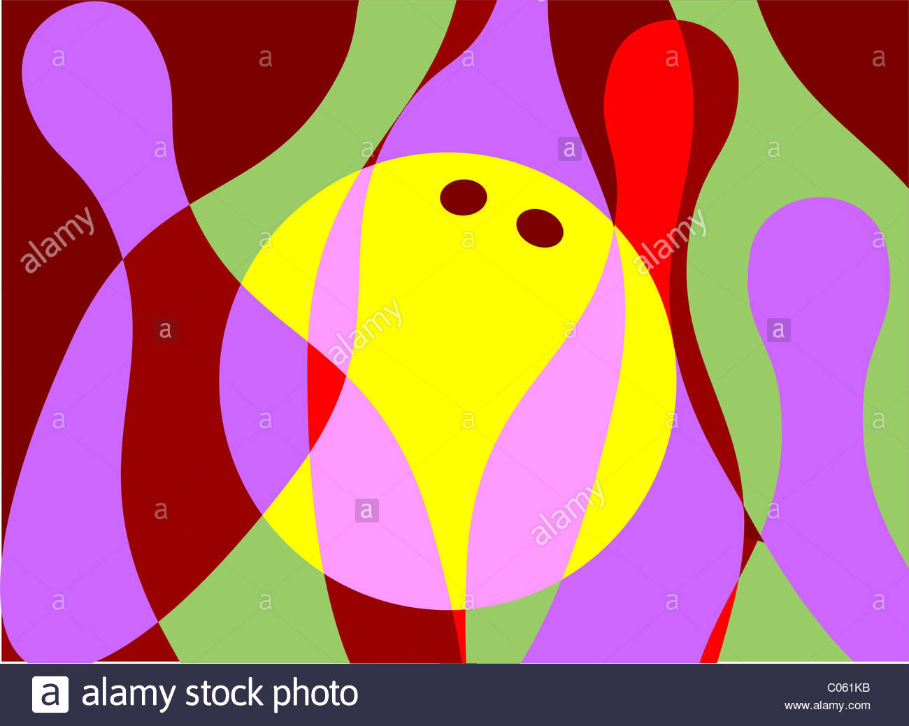 1300x1038 Digital Painting Of Ten Pin Bowling In Colour Background. - Painting Bowling