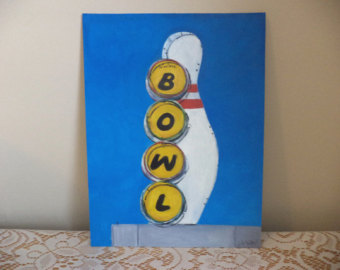 340x270 Alley Cats Original Painting 1950s Women Bowling League - Painting Bowling
