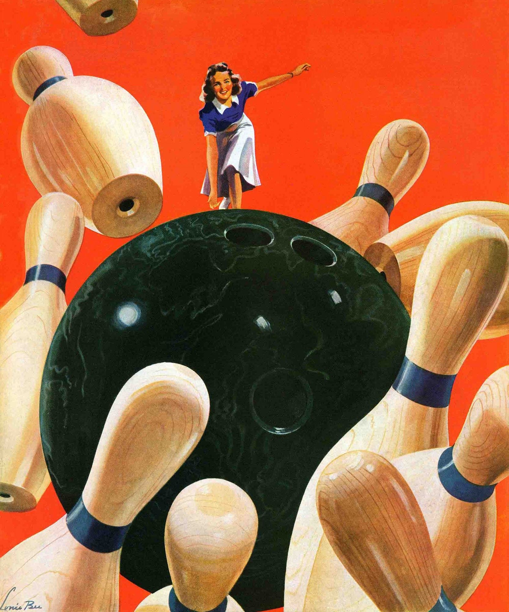 1666x2000 Bowling Strike By Lonie Bee Painting Print On Canvas Sports - Painting Bowling