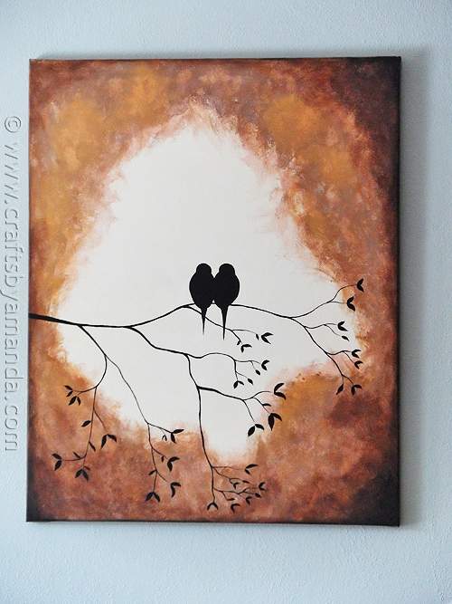 500x667 Silhouette Painting This Adorable Birds On A Branch Painting Will - Painting Branch