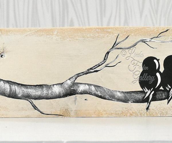 600x500 You Amp Me, Love Birds On A Branch Painting Linda Fehlen Gallery - Painting Branch