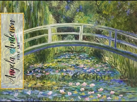 480x360 Monet Waterlilies Bridge (Part 1) Impressionist Acrylic Painting - Painting Bridge