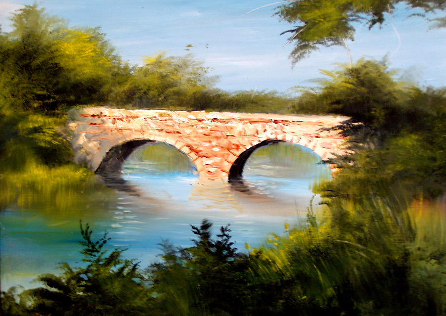 900x639 Bridge Under El Dorado Lake Painting By Robert Carver - Painting Bridge