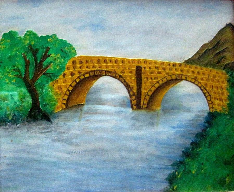 900x738 Bridge Acrylic Painting Painting By Rejeena Niaz - Painting Bridge