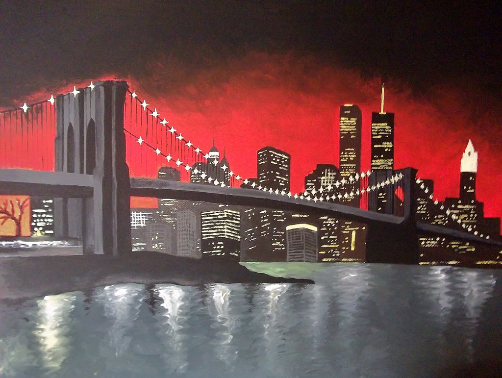 1024x771 Brooklyn Bridge Painting By Alexaskys Hetenyi - Painting Brooklyn Bridge