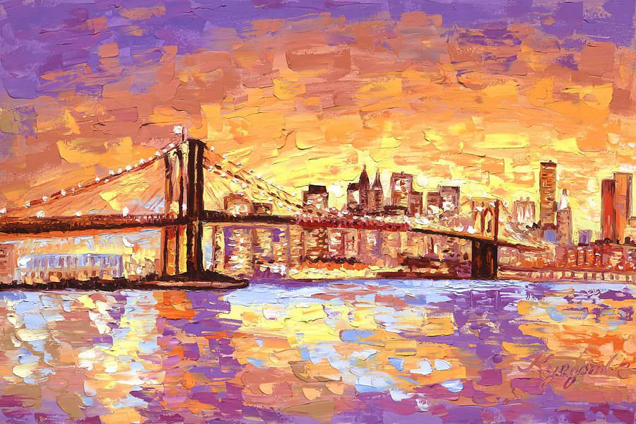 Картина мост. Картина Нью-Йорк Бруклинский мост. Бруклинский мост картина маслом. Нью Йорк мост акрил. Бруклинский мост рисунки живопись.