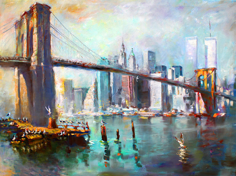 900x672 Ny City Brooklyn Bridge Ii Painting By Ylli Haruni - Painting Brooklyn Bridge