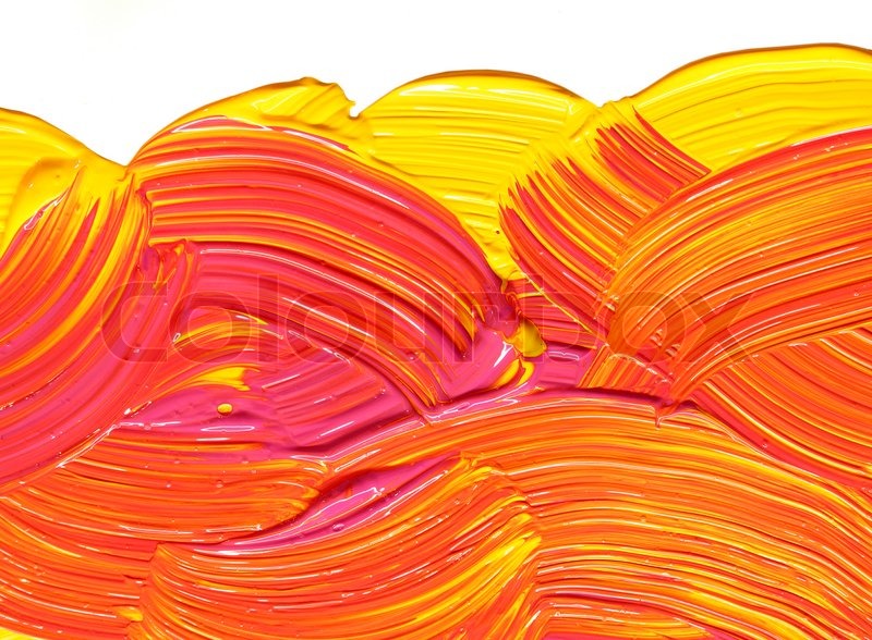 800x588 Newly Painted Red And Yellow Paint Brush Stroke Impastos Stock - Painting Brush Strokes