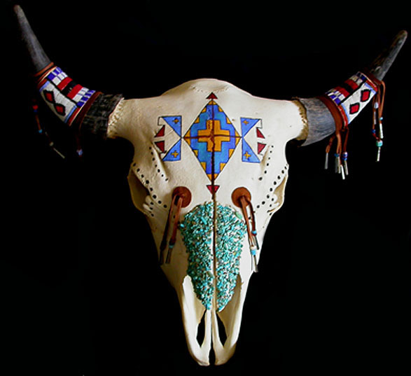 587x537 Painted Buffalo Skulls Buffalo Skull Art - Painting Buffalo Skull