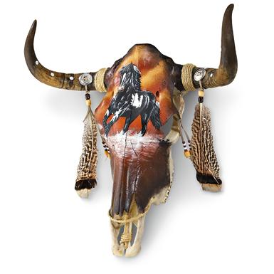 385x385 Running Horse Jumbo Painted Cow Skull - Painting Bull Skulls
