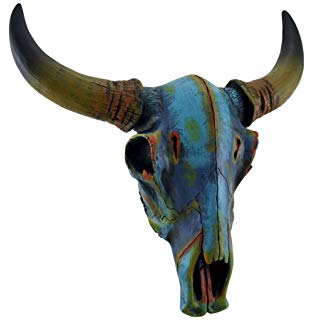 312x320 Colorful Western Small Size Faux Steer Bull Cow Skull - Painting Bull Skulls