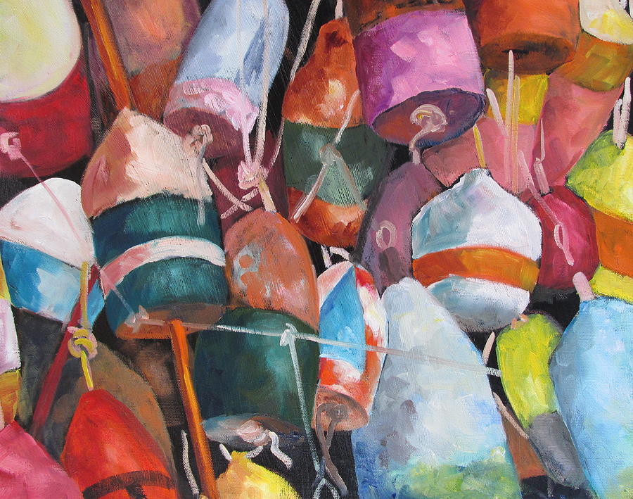 900x709 Lobster Trap Buoys Painting By Susan Richardson - Painting Buoys