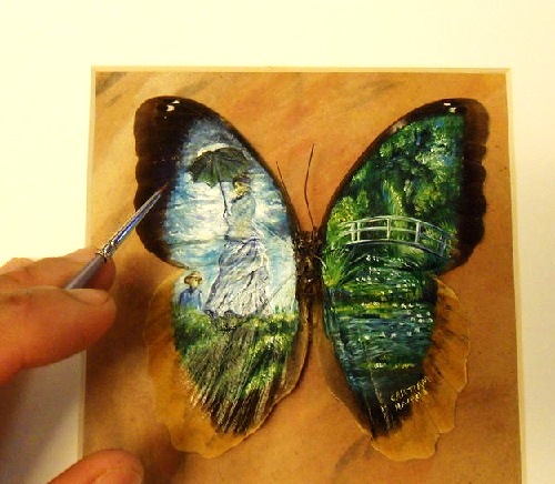 500x436 Miniature Painting On Butterfly Wings (3) - Painting Butterfly Wings