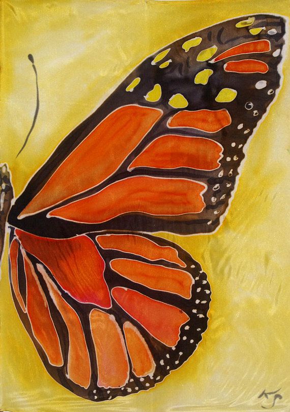 570x810 Monarch Butterfly Wing Original Silk Painting By Kitsunderland - Painting Butterfly Wings