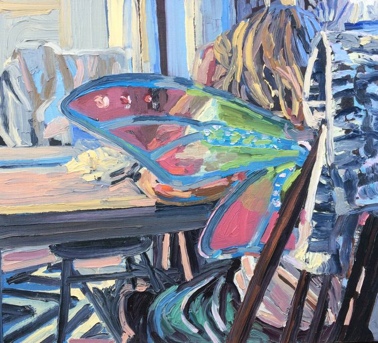 770x700 Saatchi Art The Girl Wearing Butterfly Wings Painting By Emma Copley - Painting Butterfly Wings