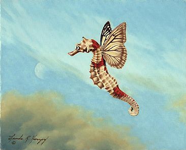 366x295 Seahorse With Butterfly Wings - Painting Butterfly Wings