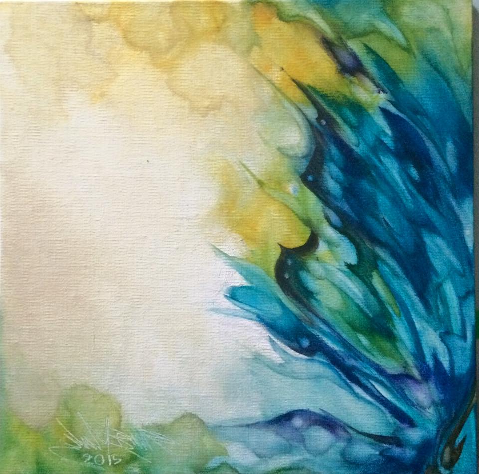 960x950 Butterfly Wing Ii Original Artwork Oil Painting 8x8 On Linen Panel - Painting Butterfly Wings
