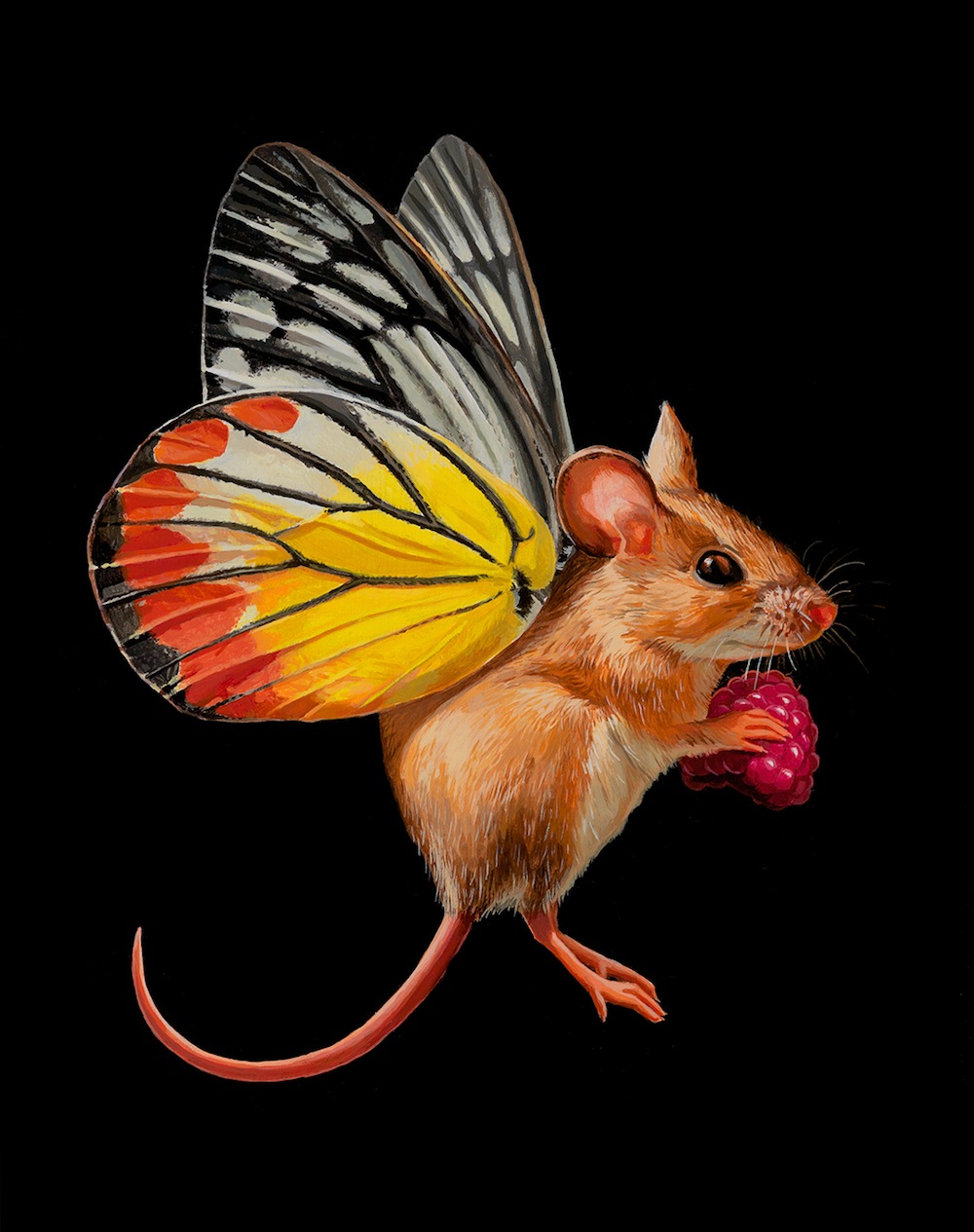 1000x1265 Unique Paintings Tiny Mouse With Butterfly Wings By Lisa Ericson - Painting Butterfly Wings
