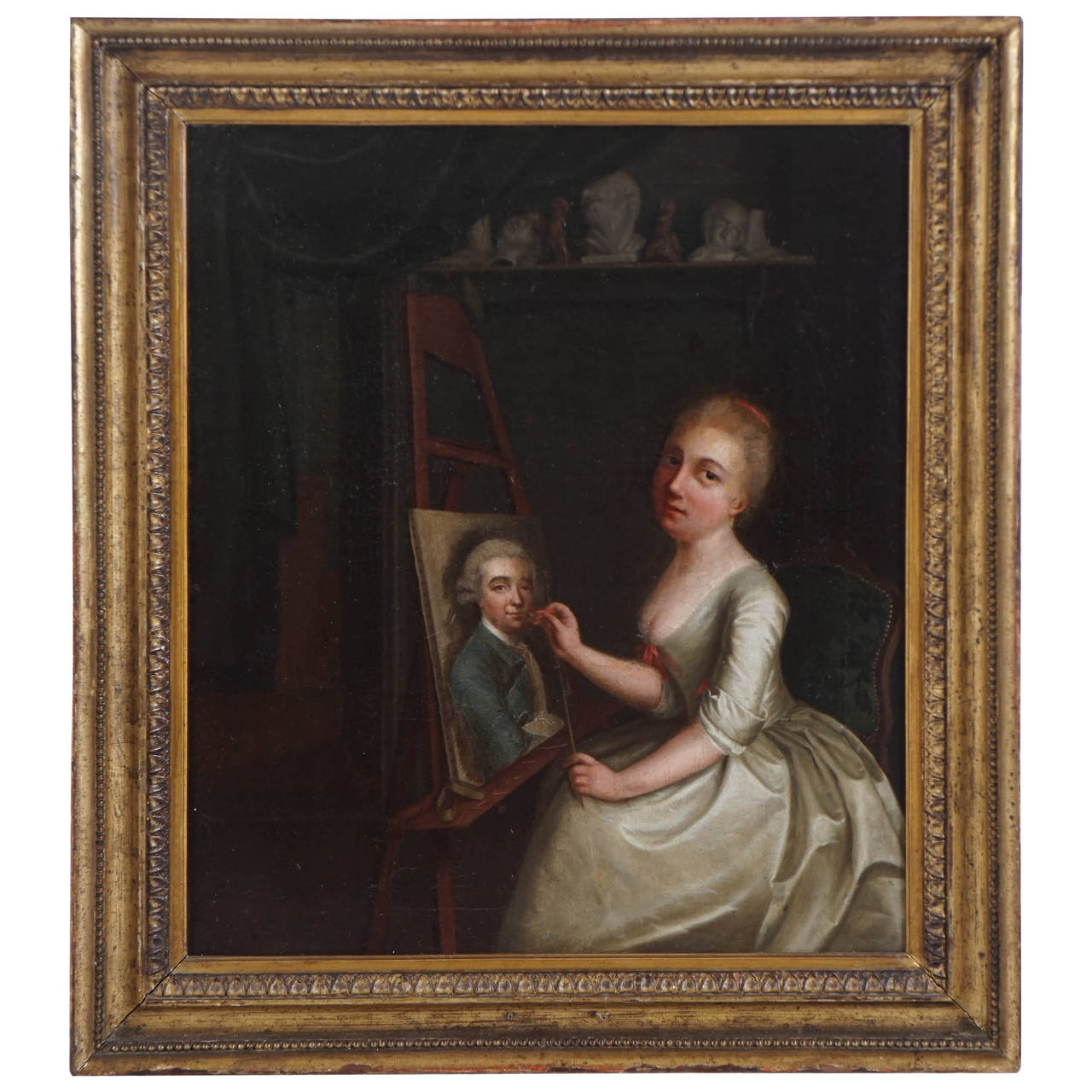 1280x1280 Portrait Painting Of Rosalba Carriera, Italy, Circa 1730 For Sale - Painting By Carriera