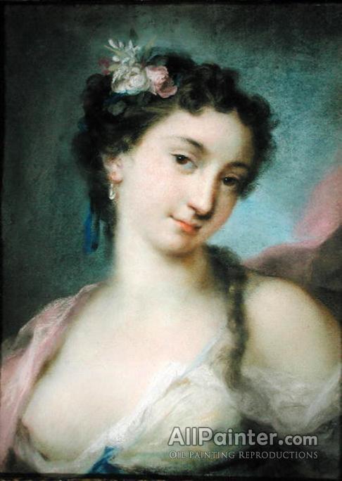 486x684 Rosalba Carriera Portrait Of A Lady As Flora Oil Painting - Painting By Carriera