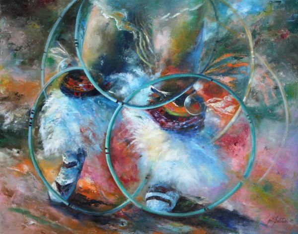 600x471 Fancy Hoop Dancer Canvas Print Canvas Art By Gail Salitui - Painting By Native American Artists