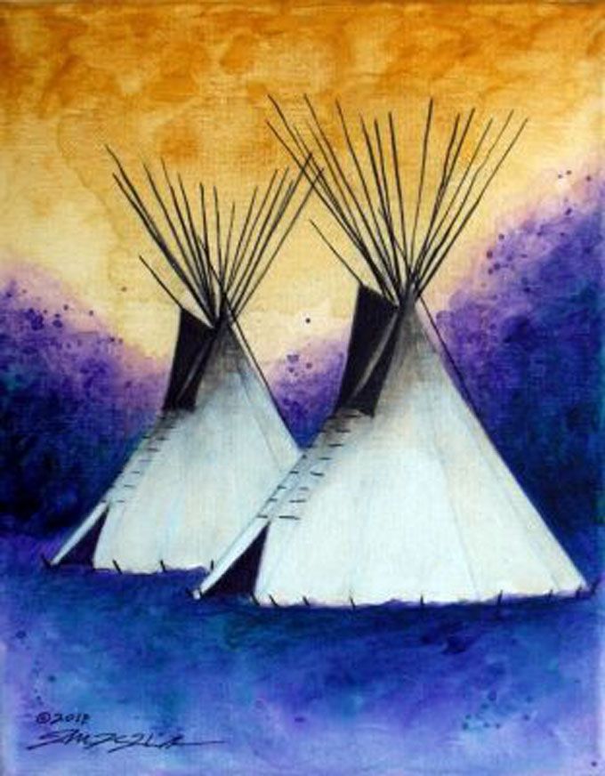 680x872 Spring Storm By Allen Knowshisgun, Native American Artist - Painting By Native American Artists