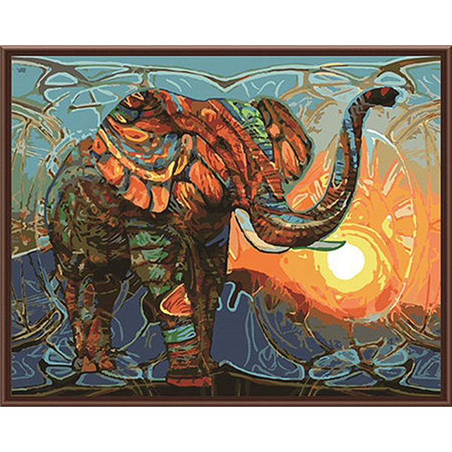640x640 Frameless Vintage Painting Elephant Diy Painting By Numbers Kits - Painting By Numbers
