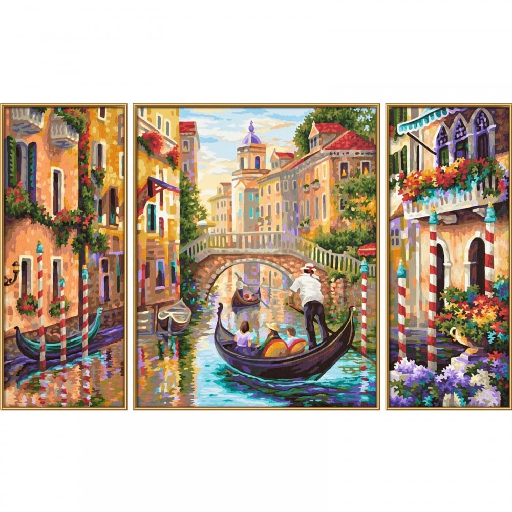 1000x1000 Triptych Paint By Numbers Venice - Painting By Numbers