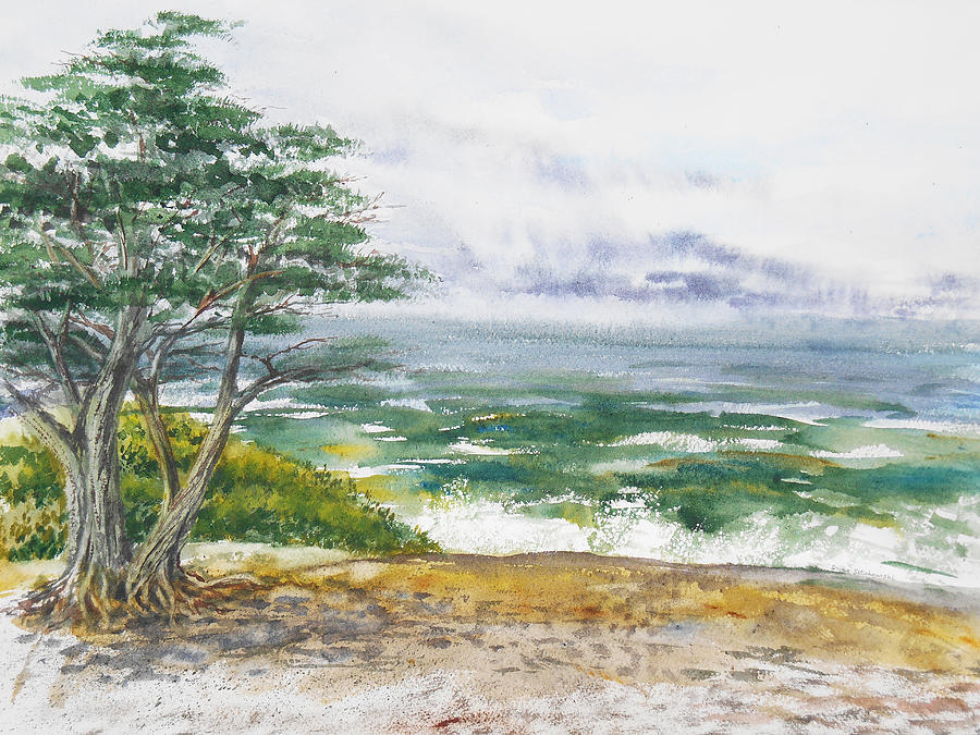 900x675 Stormy Morning At Carmel By The Sea California Painting By Irina - Painting By The Sea