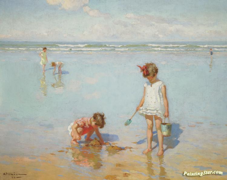 750x595 Children By The Sea Artwork By Charles Atamian Oil Painting Amp Art - Painting By The Sea