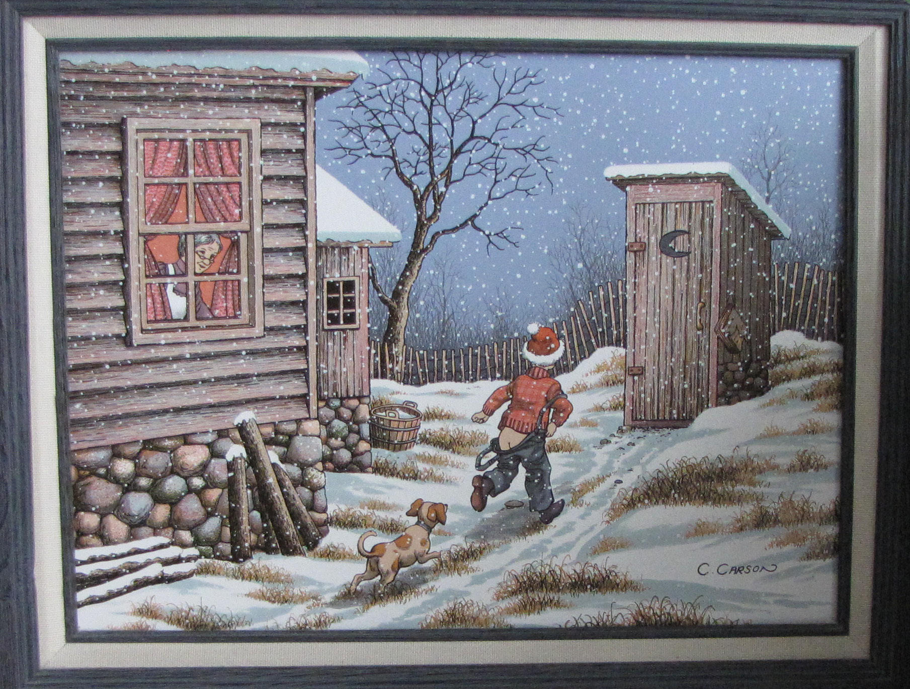 1809x1369 Winter Oil Painting Americana Farmhouse And Home C. Carson - Painting C