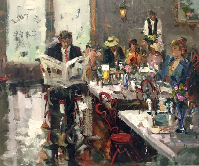 770x644 Saatchi Art Le Pure Cafe(Paris) Painting By Mostafa Keyhani - Painting Cafe