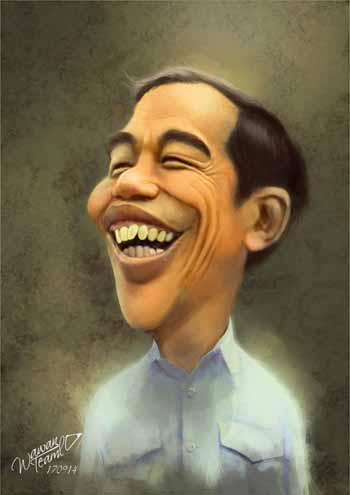 350x495 Caricature Painting Jokowi (Indonesia President) By Wawanteamlo - Painting Caricature