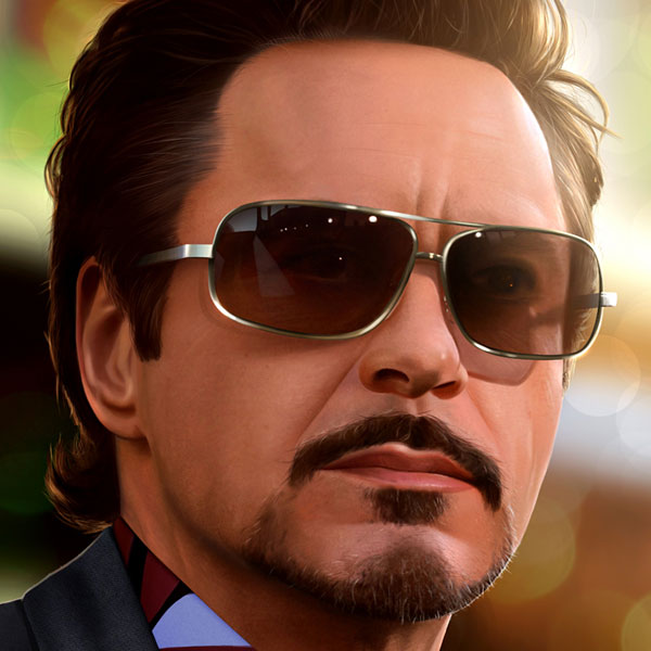 600x600 Robert Downey Jr Photo Realistic Portrait Digital Painting By - Painting Celebrities Copyright