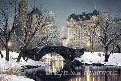 400x267 2018 Twilight In Central Park By Rod Chase,pure Handpainted City - Painting Central Park