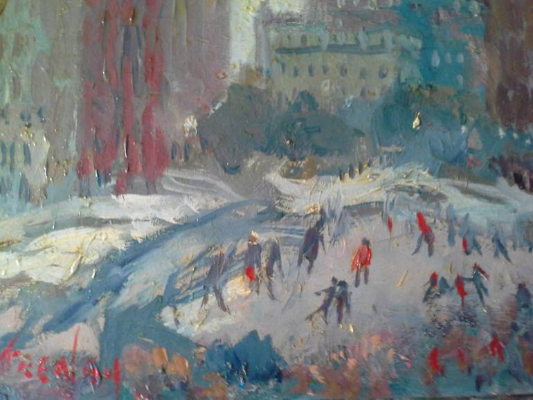 770x578 Saatchi Art Central Park Skaters, New York Painting By Loretta Feeney - Painting Central Park