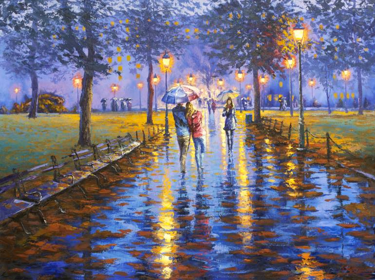 770x574 Saatchi Art Twilight Stroll Central Park , New York Painting By - Painting Central Park