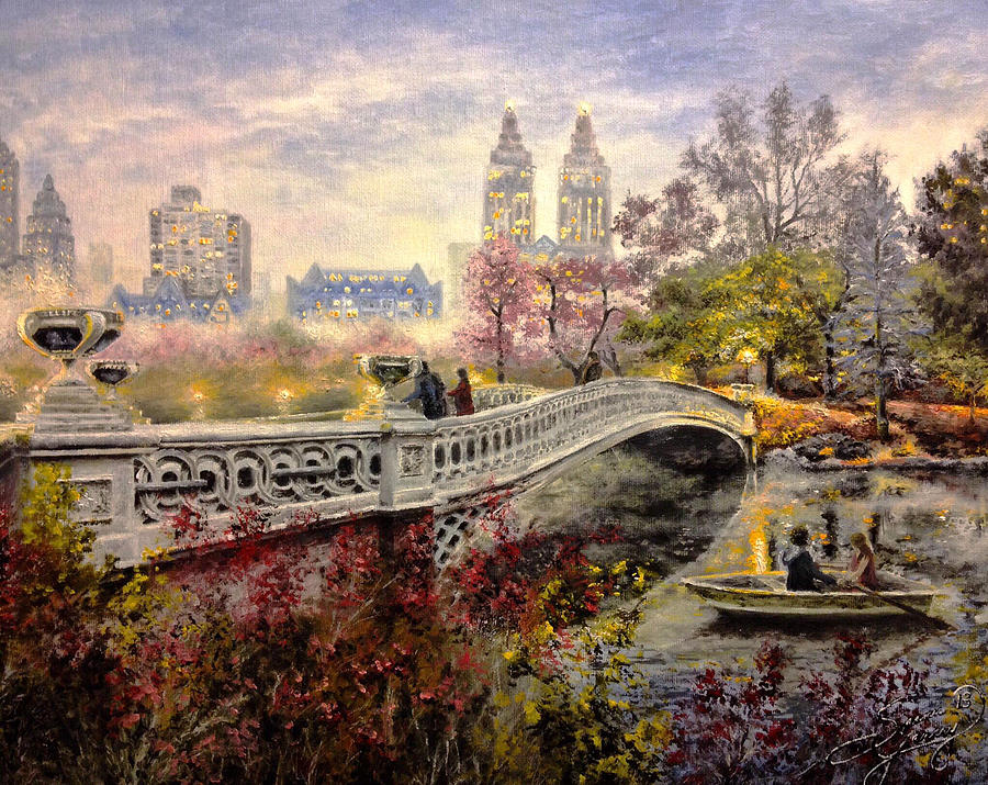 900x715 An Evening In Central Park Painting By Spencer Yancey - Painting Central Park