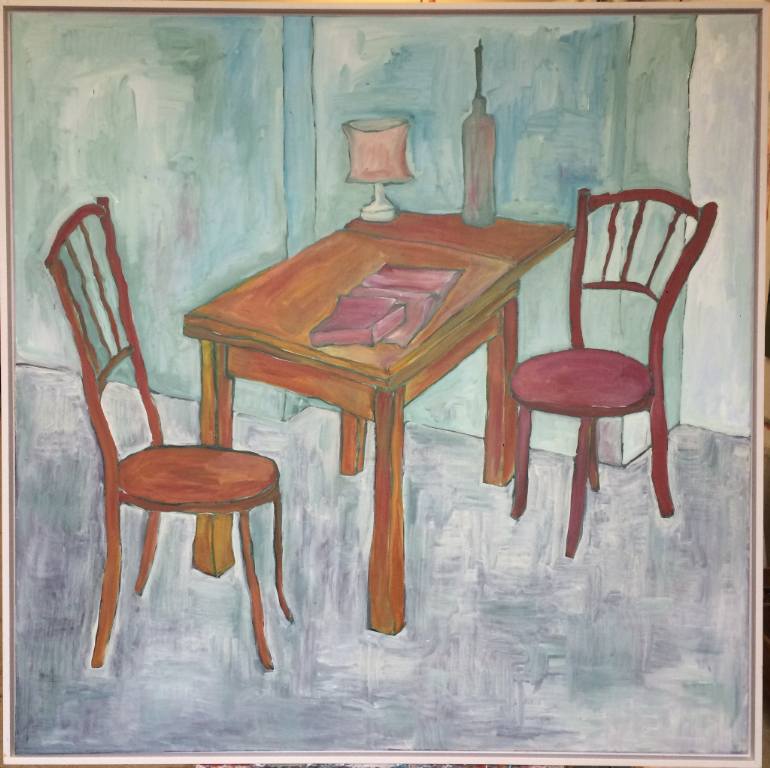 Painting table. Стул акварелью. Стол со стульями акварелью. Стол картина. Стол стул картина.