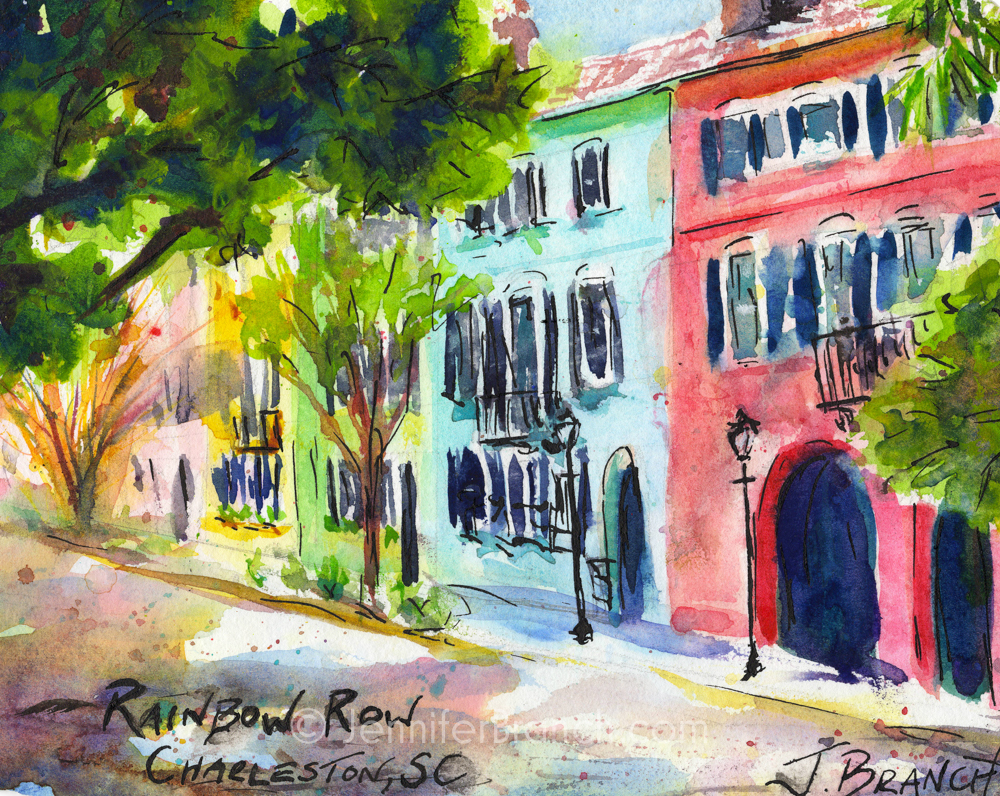 1000x796 Painting Rainbow Row, Charleston Watercolor Painting Tutorial - Painting Charleston Sc