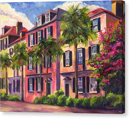 546x502 Rainbow Row Canvas Prints Fine Art America - Painting Charleston Sc
