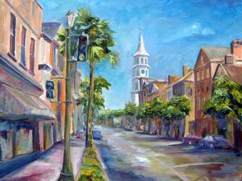 480x359 St. Michaels Church In Charleston Sc Original Oil Painting - Painting Charleston Sc