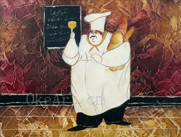 600x457 Handmade Modern Oil Painting Pop Art Kitchen Painting Chef Wall - Painting Chef