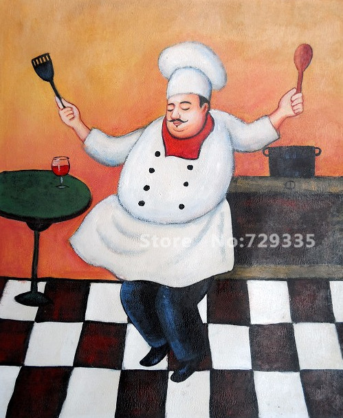 499x608 Handpainted Canvas Wall Art Abstract Painting Anime Chef Oil - Painting Chef