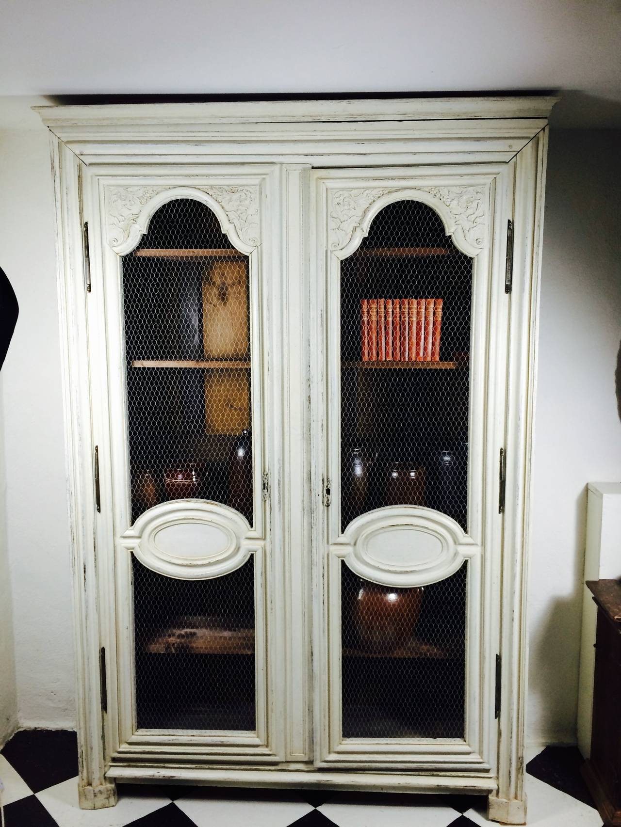 1280x1706 French Linen Cabinet With Chicken Wire Doors - Painting Chicken Wire