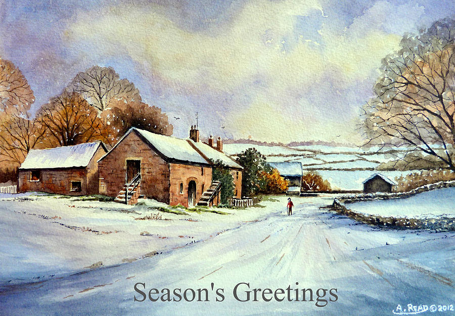 900x625 Early Morning Snow Christmas Cards Painting By Andrew Read - Painting Christmas Cards