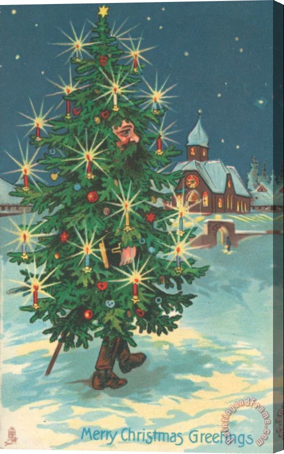 570x910 English School Christmas Card Stretched Canvas Painting Canvas - Painting Christmas Cards