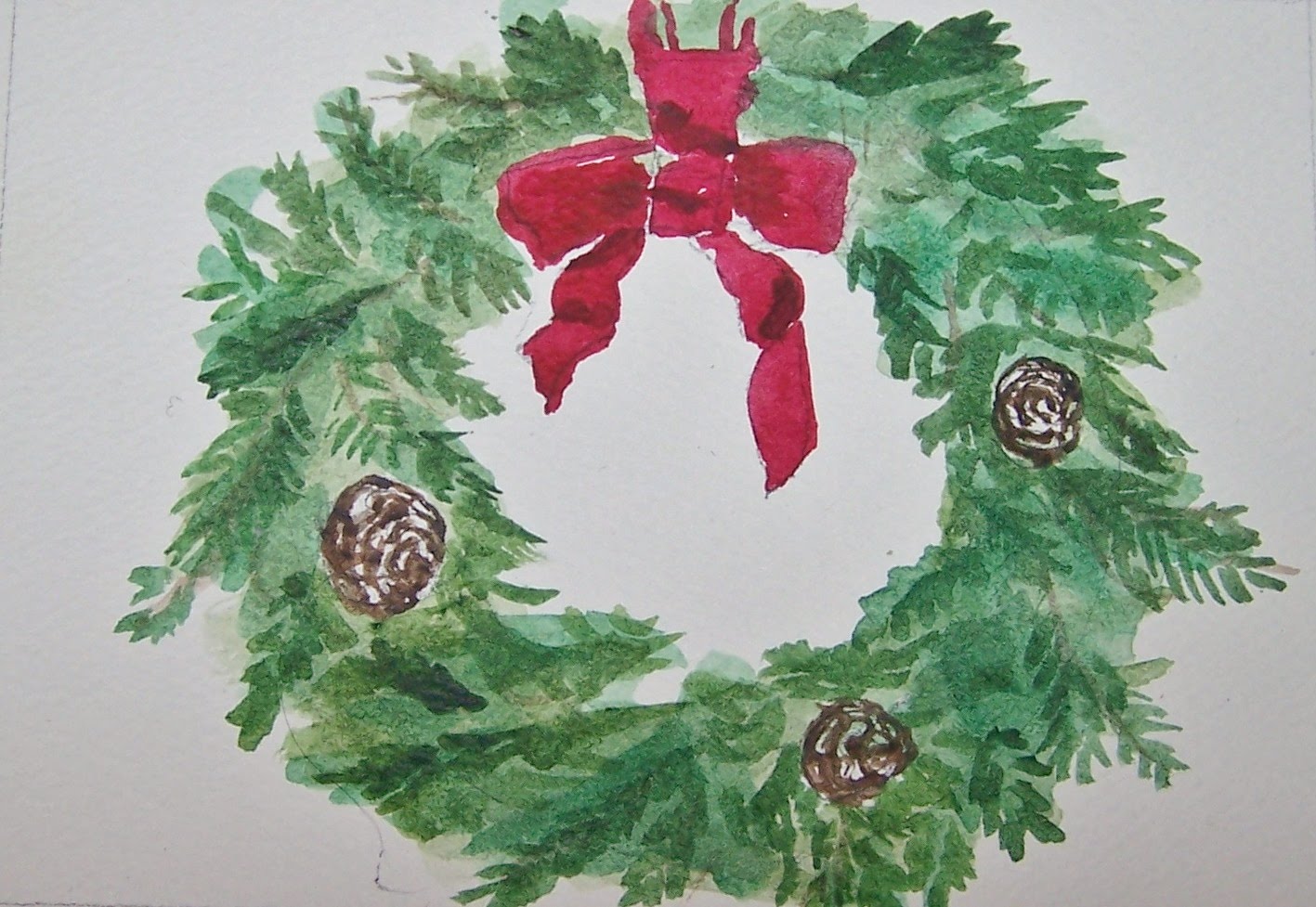 1417x977 Paint Your Own Christmas Card Wreath - Painting Christmas Cards
